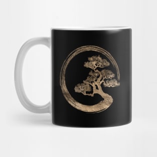 Enso Zen Circle and Bonsai Tree Gold Mug